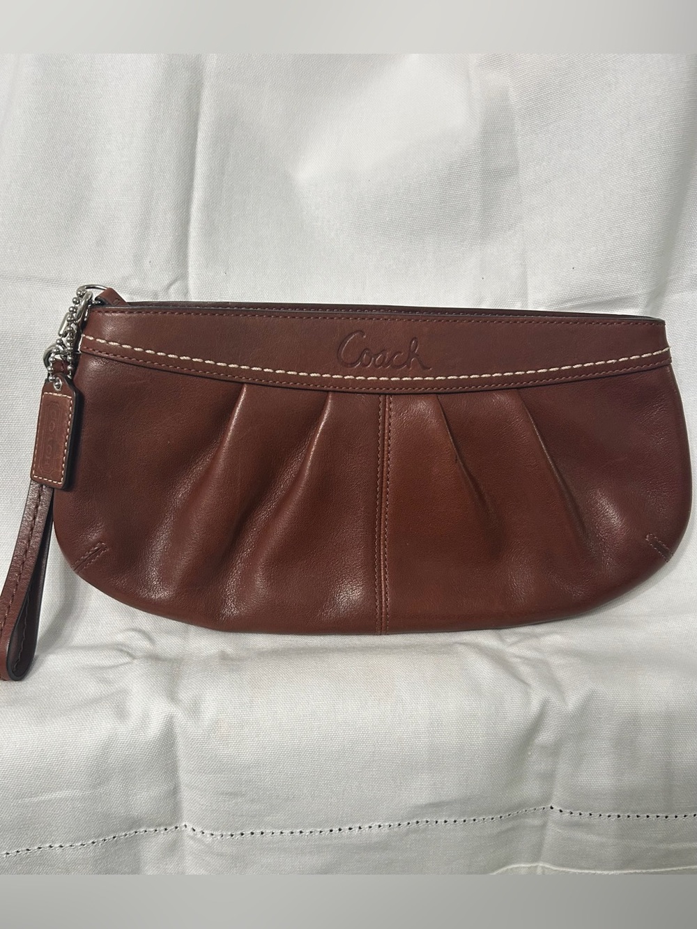 Coach Chestnut Brown Leather Wristlet Clutch